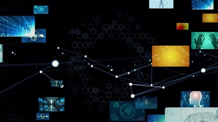 Poster - Visual contents concept. Social networking service. Streaming video. communication network.
