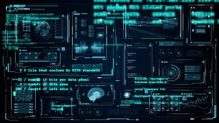 Poster - Digital communication network concept. GUI (Graphical User Interface). Abstract animation.