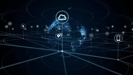 Aufkleber - Digital communication network concept. Abstract animation.