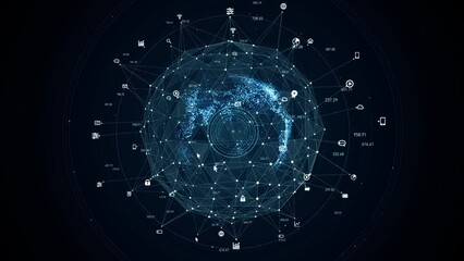Poster - Digital communication network concept. Abstract animation.