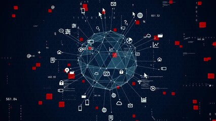 Aufkleber - Digital communication network concept. Abstract animation.