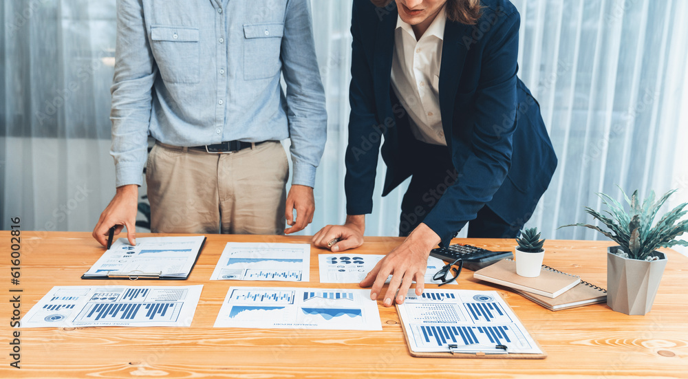 Analyst team in office analyzing financial data analysis for marketing ...