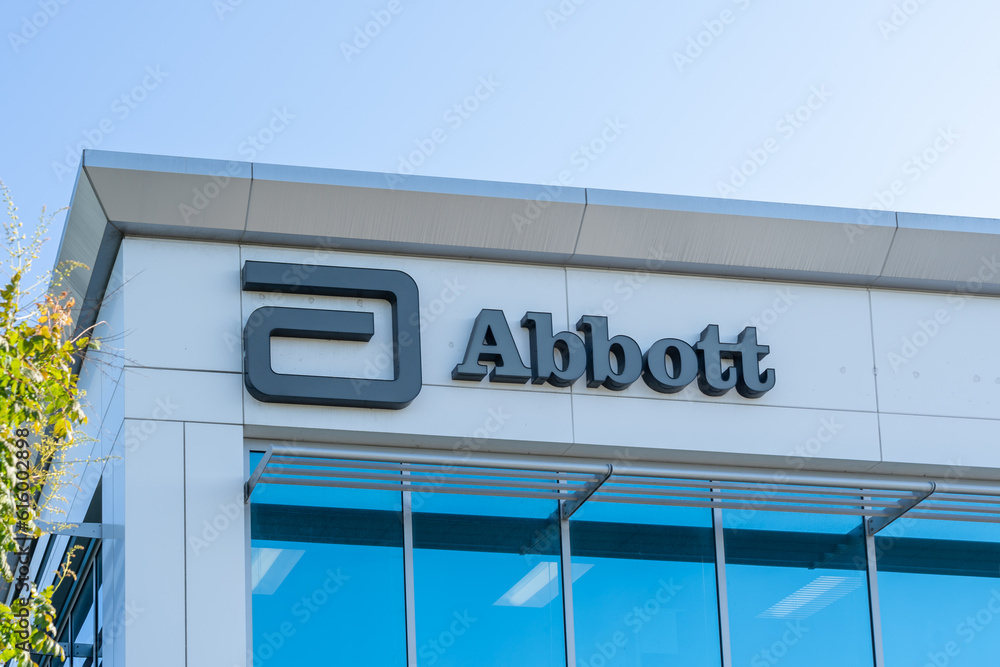 Close up of Abbott on the office building in Silicon Valley, Sunnyvale ...