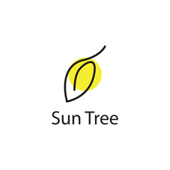 simple line style leaf logo, yellow background