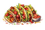 Fototapeta Las - Tacos and Mexican Cuisine illustration on white background.