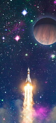 Wall Mural - spaceship begins the mission. new ship flies to another planet. elements of this image furnished by 