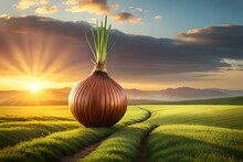  A Cheerful Cartoon Onion In A Field