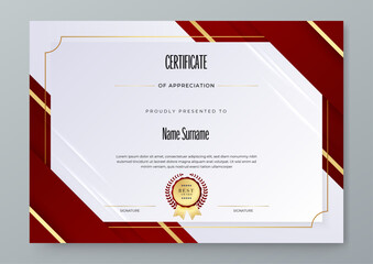 Red and gold Appreciation certificate best award diploma set.