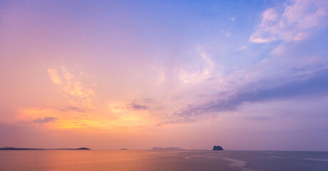 Wall Mural - Sunset sky with sea and island background