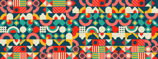 Abstract geometric concept poster design. Graphic horizontal pattern. Nature leaves development creative banner. Vector illustration.