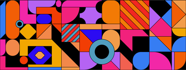 Colorful abstract geometric pattern design in retro style. Vector illustration.