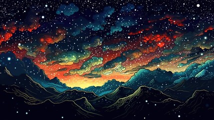 Wall Mural - Captivating night sky with stars . Fantasy concept , Illustration painting.