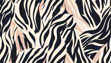 Hand Drawn Contemporary Abstract Zebra Striped Print. Modern Fashionable Template For Design