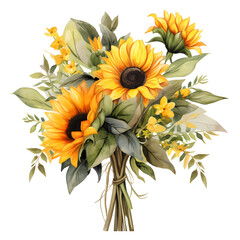 Wall Mural - Beautiful Sunflower bouquet illustration transparent background