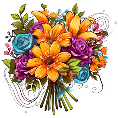 Wall Mural - Beautiful Sunflower bouquet illustration transparent background
