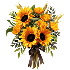 Wall Mural - Beautiful Sunflower bouquet illustration transparent background
