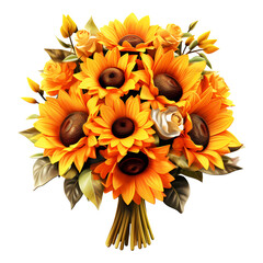 Wall Mural - Beautiful Sunflower bouquet illustration transparent background