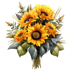 Wall Mural - Beautiful Sunflower bouquet illustration transparent background