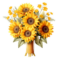 Wall Mural - Beautiful Sunflower bouquet illustration transparent background