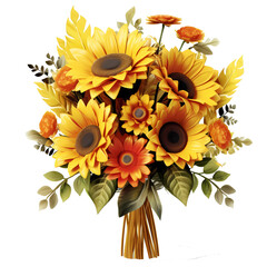 Wall Mural - Beautiful Sunflower bouquet illustration transparent background