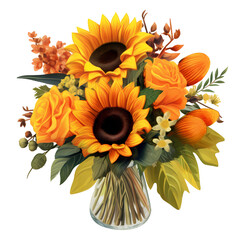 Wall Mural - Beautiful Sunflower bouquet illustration transparent background