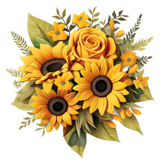 Wall Mural - Beautiful Sunflower bouquet illustration transparent background