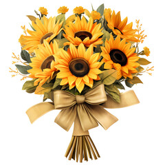 Canvas Print - Beautiful Sunflower bouquet illustration transparent background