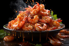 Cooked Shrimp On A Plate	
