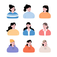 Business woman, woman face, icon illustration vector collection