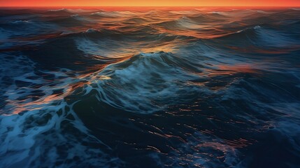 Wall Mural - sunset over the ocean waves
