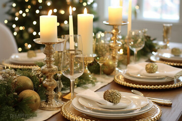 table setting for christmas dinner