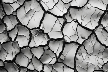 Poster - Monochrome landscape of cracked rock, a study in texture