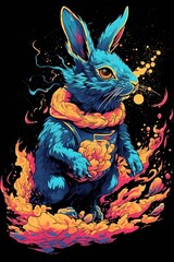 Wall Mural - a rabbit that has something wrapped around its neck.