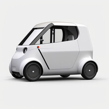 Ai Generated Illustration Ev Small Car Against White Background