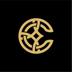 unique letter c gold logo
