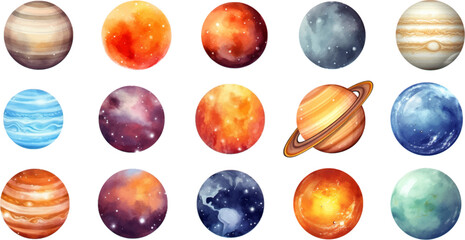 Wall Mural - planets set in the style of photo-realistic compositions, rtx on, realistic watercolor paintings, li