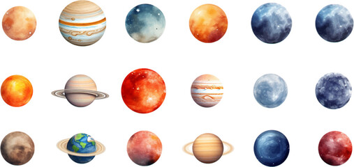 Wall Mural - planets set in the style of photo-realistic compositions, rtx on, realistic watercolor paintings, li