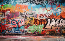 A Photo Of Backdrop Graffiti Wall Texture, With Road , F:16.0 ,