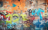 Fototapeta Paryż - a photo of backdrop graffiti wall texture, with road , f:16.0 ,