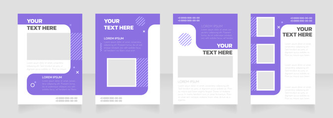 Wall Mural - day care purple and white blank brochure layout design. vertical poster template set with empty copy