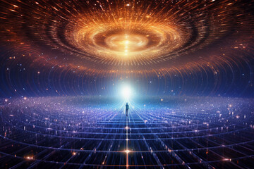 states of mind, chakras, meditation or 4th dimension illustration. colorful space background with co