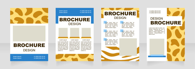 Fur print blank brochure layout design. Creative animal print. Vertical poster template set with empty copy space for text. Premade corporate reports collection. Editable flyer paper pages