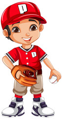 Wall Mural - Baseball player cartoon character