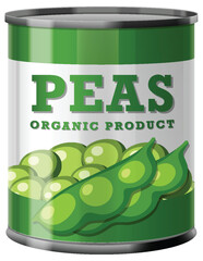 Wall Mural - Green Peas in Food Can