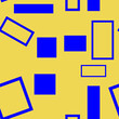 Seamless pattern. Blue squares and rectangles on a yellow background. Illustration.