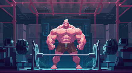 Wall Mural - strong man bodybuilder deadlift workout power masculinity - by generative ai