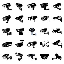 Set Of Icon CCTV Camera Symbol Sign, Vector Illustration, Isolate On White Background Label. EPS10