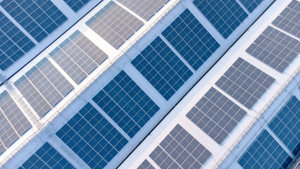 future green energy and sustainable electricity resource concept. outdoor focus on solar panels on r