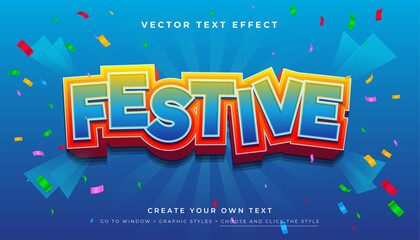 Wall Mural - blue festive colorful 3d editable text effect, suitable for promotion, product, headline
