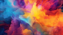 Colorful Abstract Wallpaper With Liquid Colors, Paint And Smoke Waves, Generated AI 